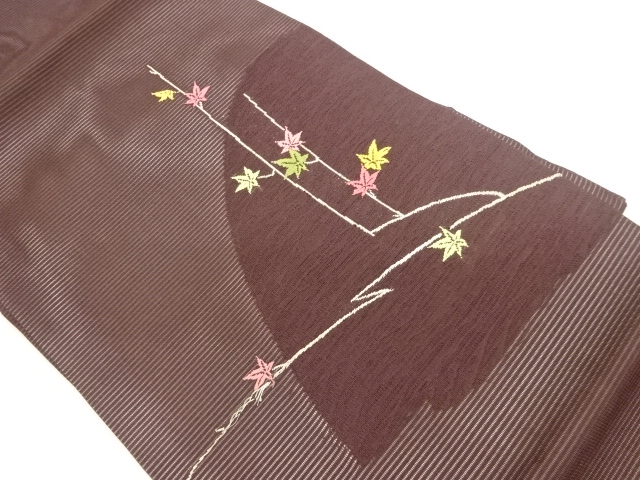 紗 紅葉模様織出し名古屋帯